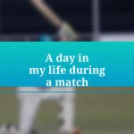 A day in my life during a match