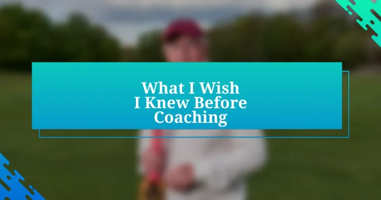 What I Wish I Knew Before Coaching